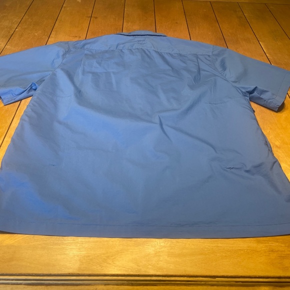 Scottevest Beachcomber Button Up Shirt XL Blue Multiple Hidden Pockets EUC - Picture 11 of 15
